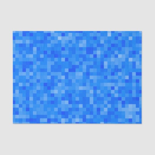Blaues Pixel-Mosaik Seidenpapier (Vorderseite)