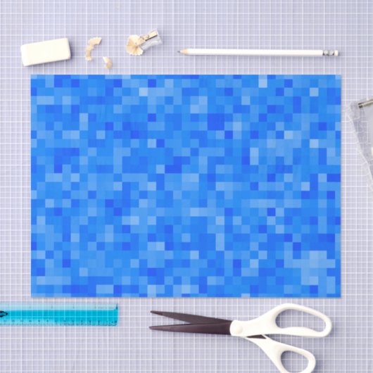 Blaues Pixel-Mosaik Seidenpapier (Handwerk)