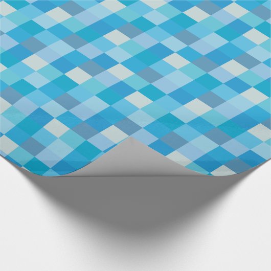 Blaues Pixelated Muster Geschenkpapier (Ecke)