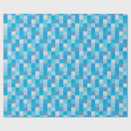 Blaues Pixelated Muster Geschenkpapier (Flach)
