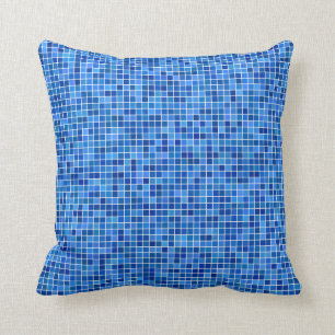 Blaues Pixelmosaik Kissen