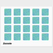 Blaues Pixelmosaik Quadratischer Aufkleber (Blatt)