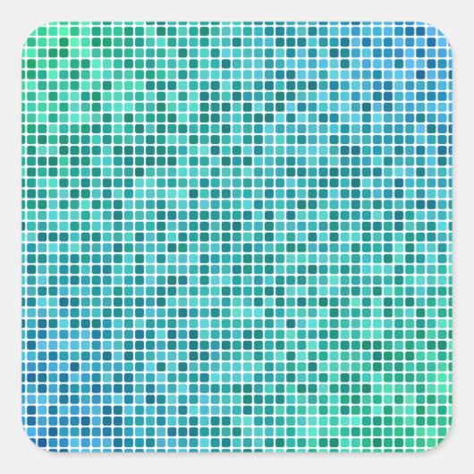 Blaues Pixelmosaik Quadratischer Aufkleber (Vorderseite)