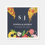 Blaues PIZZA Moderne Minimale Hochzeit Serviette (Vorderseite)