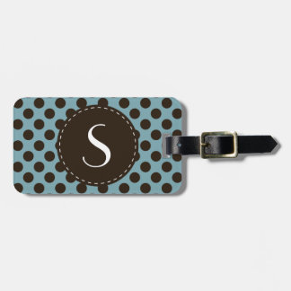 Blaues Polka-Punkt-Monogramm-personalisierter Gepäckanhänger
