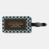 Blaues Polka-Punkt-Monogramm-personalisierter Gepäckanhänger (Rückseite horizontal)