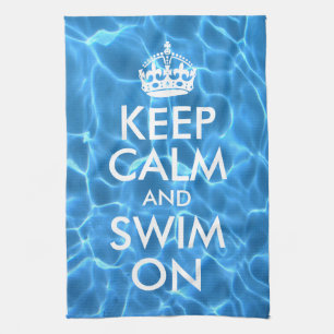 Blaues Poolwasser Keep Calm and Swim On Handtuch
