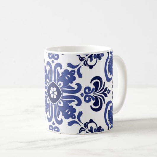 Blaues Portugiesisches Azulejo Bridesmaid-Geschenk Kaffeetasse (VorderseiteRechts)