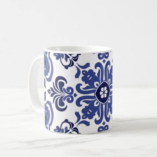 Blaues Portugiesisches Azulejo Bridesmaid-Geschenk Kaffeetasse (Vorderseite Links)