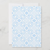 Blaues Portugiesisches Azulejo Tiles Lily Birthday Einladung (Rückseite)