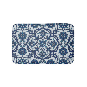 Blaues portugiesisches Azulejos Floral Tile-Muster Badematte