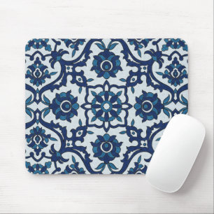 Blaues portugiesisches Azulejos Floral Tile-Muster Mousepad