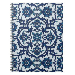 Blaues portugiesisches Azulejos Floral Tile-Muster Notizblock