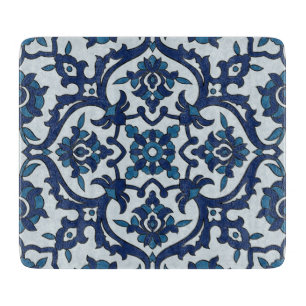 Blaues portugiesisches Azulejos Floral Tile-Muster Schneidebrett