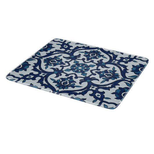 Blaues portugiesisches Azulejos Floral Tile-Muster Schneidebrett (Ecke)