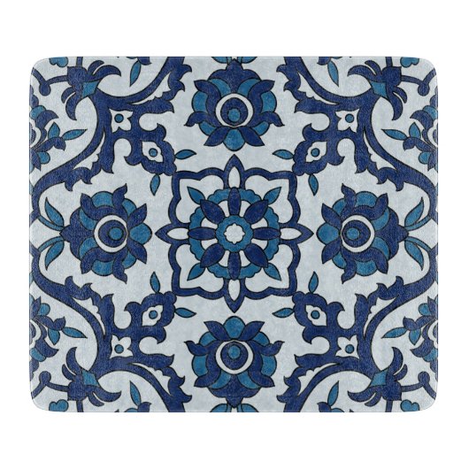 Blaues portugiesisches Azulejos Floral Tile-Muster Schneidebrett (Vorderseite)