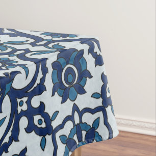 Blaues portugiesisches Azulejos Floral Tile-Muster Tischdecke