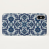 Blaues portugiesisches Azulejos-Muster Case-Mate iPhone Hülle (Rückseite (Horizontal))