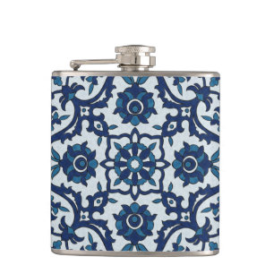 Blaues portugiesisches Azulejos-Muster Flachmann