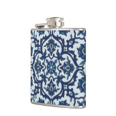 Blaues portugiesisches Azulejos-Muster Flachmann (Links)