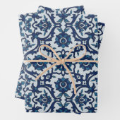 Blaues portugiesisches Azulejos-Muster Geschenkpapier Set (Beispiel)