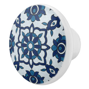 Blaues portugiesisches Azulejos-Muster Keramikknauf