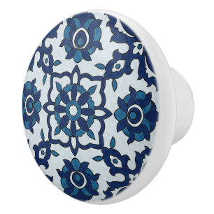 Blaues portugiesisches Azulejos-Muster Keramikknauf