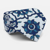 Blaues portugiesisches Azulejos-Muster Krawatte (Gerollt)