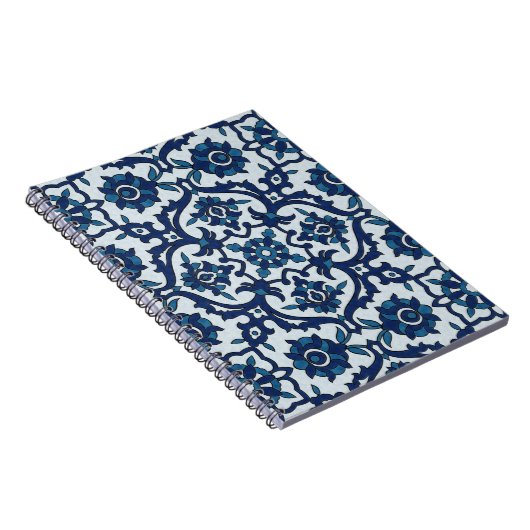 Blaues portugiesisches Azulejos-Muster Notizblock (Rechte Seite)