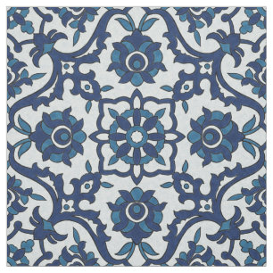 Blaues portugiesisches Azulejos-Muster Stoff