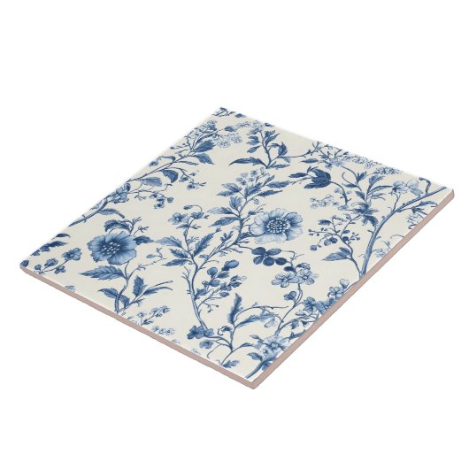 Blaues Portugiesisches Blumenmuster Fliese (Seite)