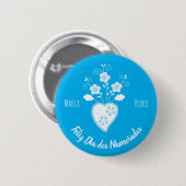 Blaues portugiesisches romantisches Herz Button (Vorne & Hinten)
