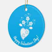 Blaues portugiesisches romantisches Herz Keramik Ornament (Links)