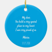 Blaues portugiesisches romantisches Herz Keramik Ornament (Hinten)