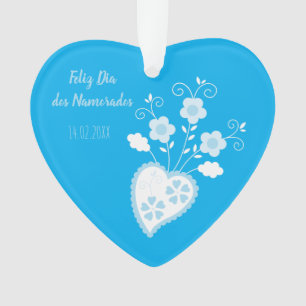 Blaues portugiesisches romantisches Herz Ornament