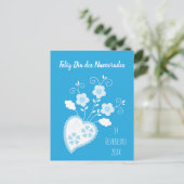 Blaues portugiesisches romantisches Herz Postkarte (Stehend Vorderseite)