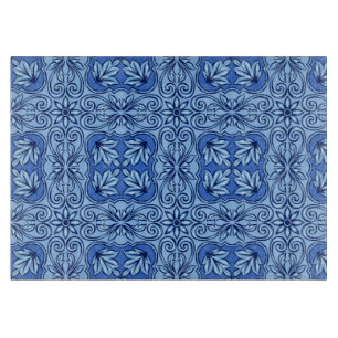 Blaues portugiesisches Tile-Glas-Zuschnitt Schneidebrett