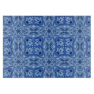 Blaues portugiesisches Tile-Glas-Zuschnitt Schneidebrett