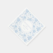 Blaues Porzellan Chinoiserie Blumenzwiebeln Serviette (Ecke)