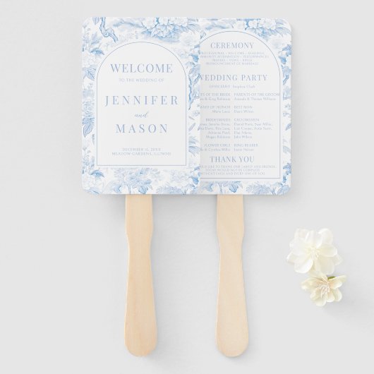 Blaues Porzellan Chinoiserie Blumenzwiebelprogramm Fächer (Vorne und Hinten)