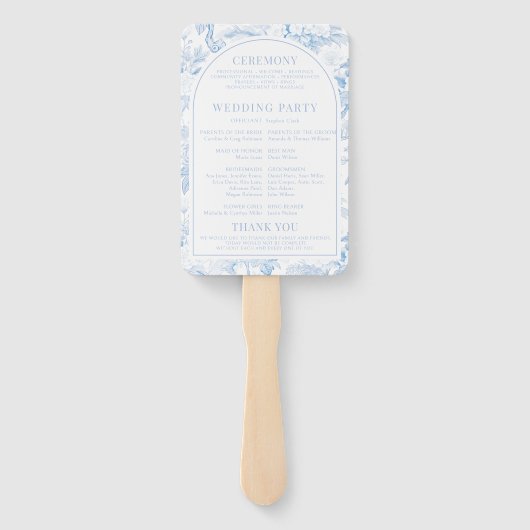 Blaues Porzellan Chinoiserie Blumenzwiebelprogramm Fächer (Rückseite)