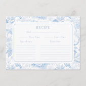 Blaues Porzellan Chinoiserie Brautparty Rezept Begleitkarte (Vorderseite)