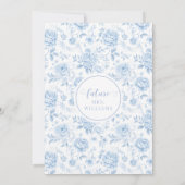 Blaues Porzellan Floral Boho Arch Bridal Dusche Einladung (Rückseite)