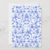 Blaues Porzellan Floral Chinoiserie Hochzeit Einladung (Rückseite)