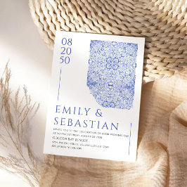Blaues Porzellan Floral Chinoiserie Hochzeit Einladung