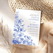 Blaues Porzellan Floral Chinoiserie Hochzeit