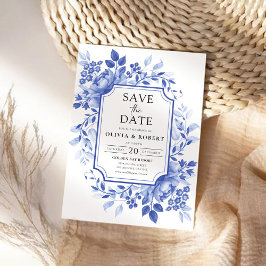 Blaues Porzellan Floral Chinoiserie Save The Date