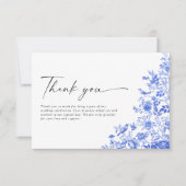 Blaues Porzellan Hochzeitsflat Dankeskarte (Vorderseite)