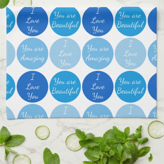 Blaues positives Affirmationswortmuster Geschirrtuch (Gefaltet)