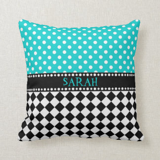 Blaues Punkt-Schachbrett-Wurfs-Kissen Kissen